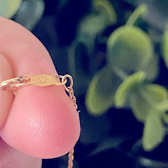 14K Gold Freshwater Pearl Station Necklace 16" Signed O.T.C 14Kt 3 grams - Picture 9 of 10